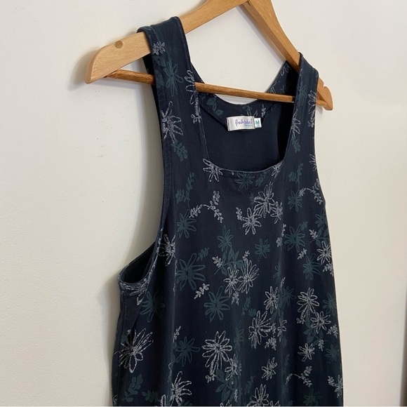 Fresh produce 100% cotton dress sleeveless jumper dark blue floral prints medium - Picture 2 of 14